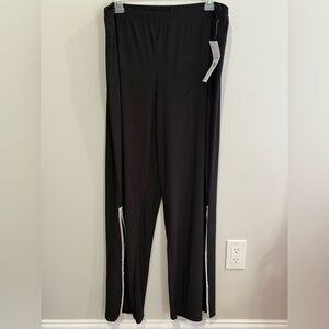 New MSK XL Black Pants with Slit Bottom Rhinestone Trim 526